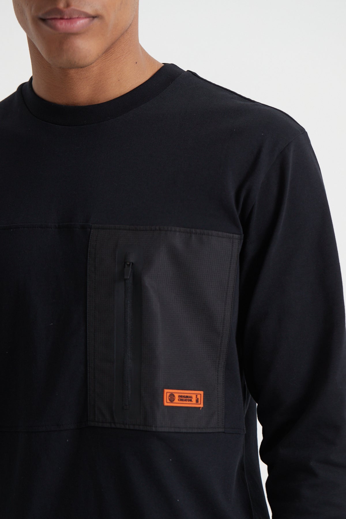 Cargo Zip Long Sleeve T-shirt - Jet Black