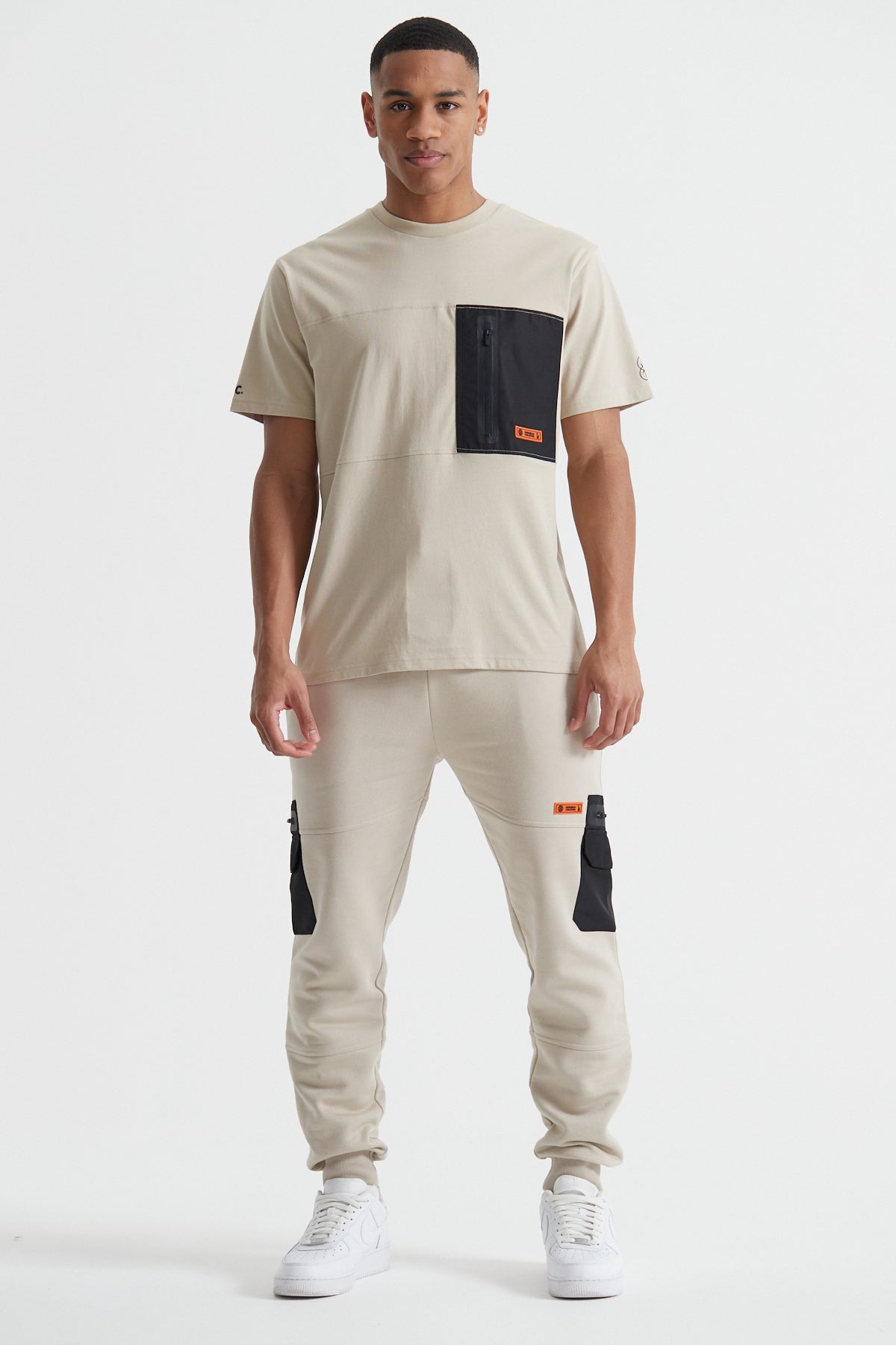 Cargo Zip T-shirt - Sand Stone