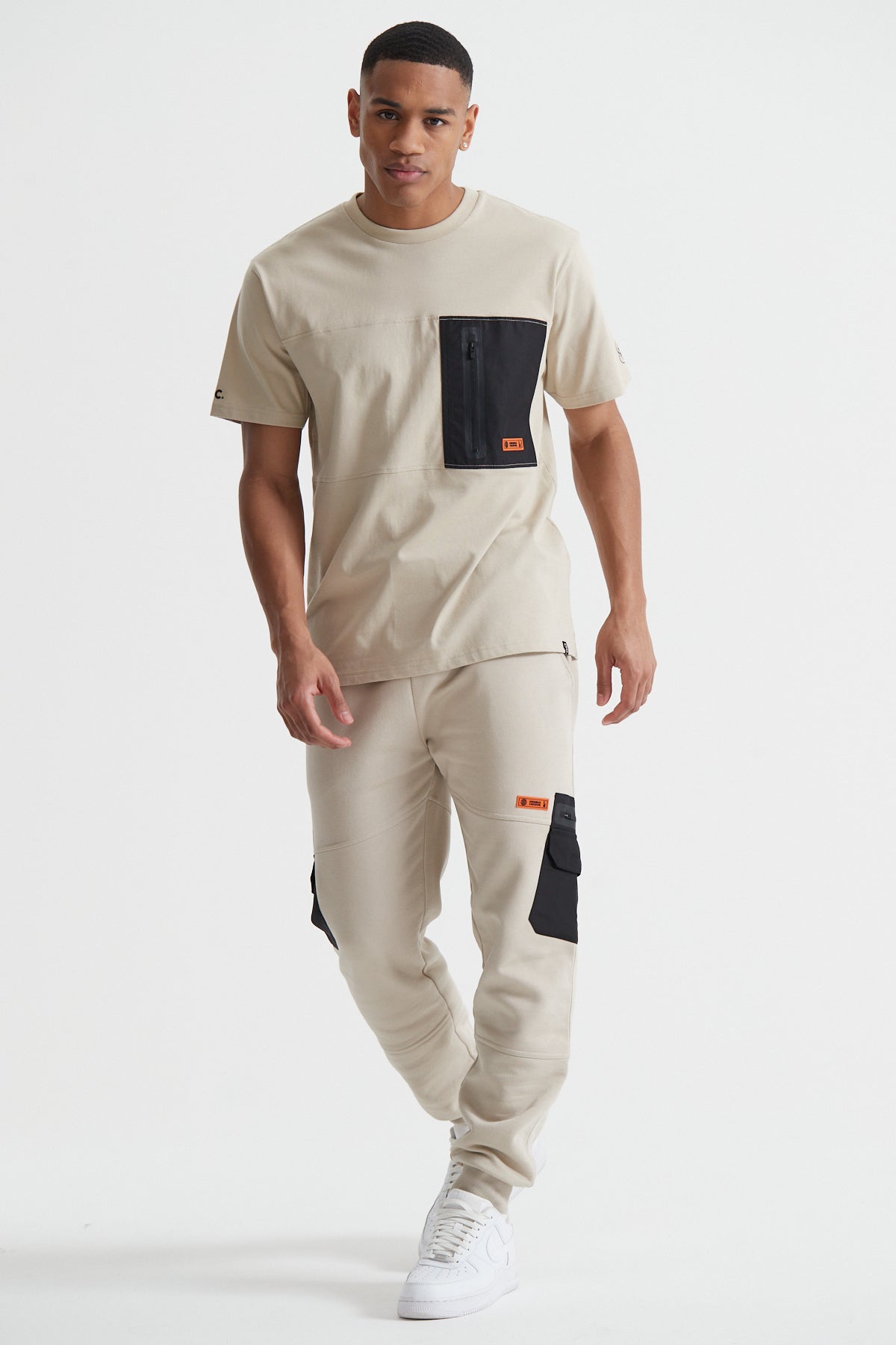 Cargo Zip T-shirt - Sand Stone