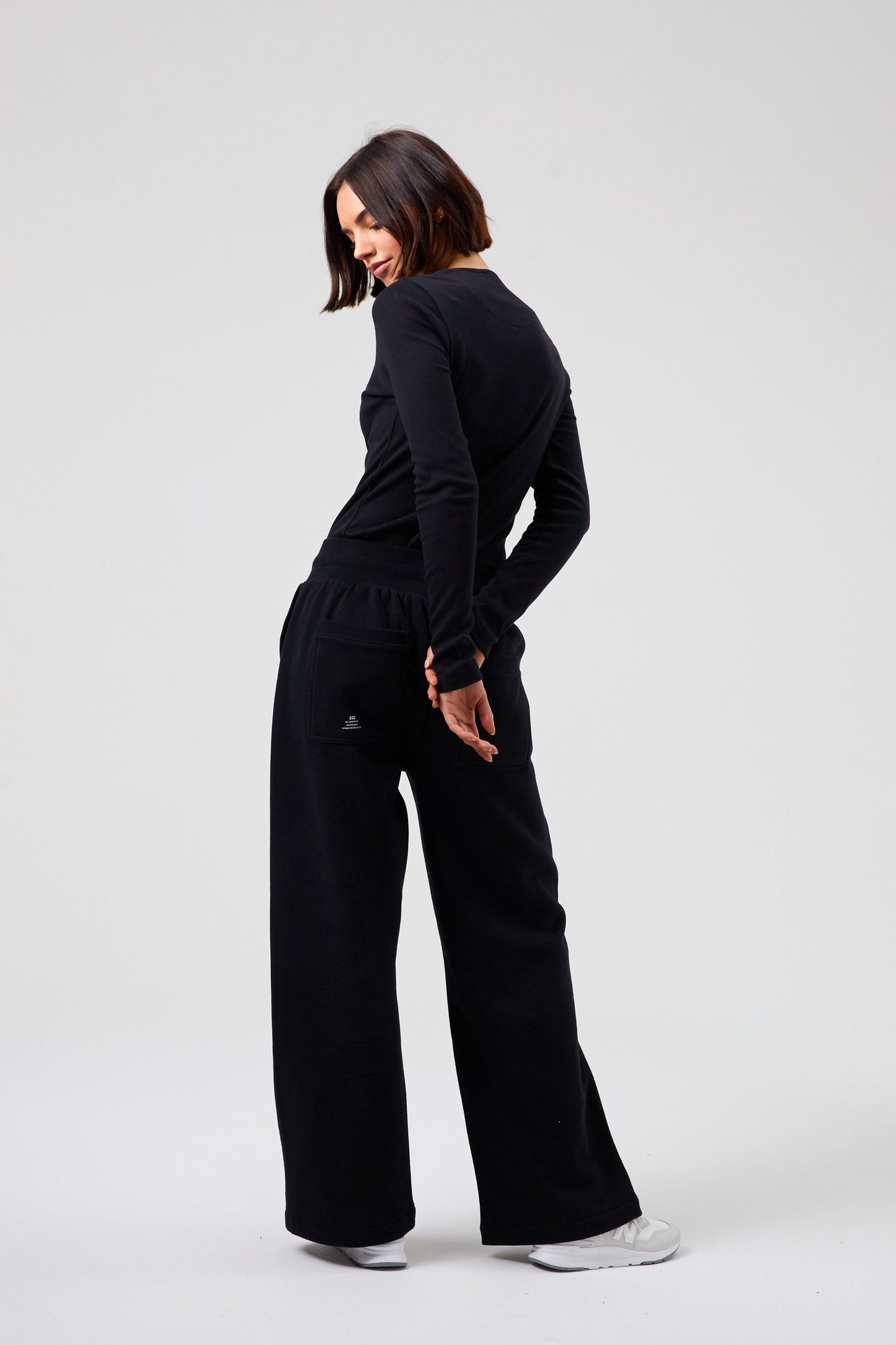 Joy Wide Leg Joggers - Jet Black