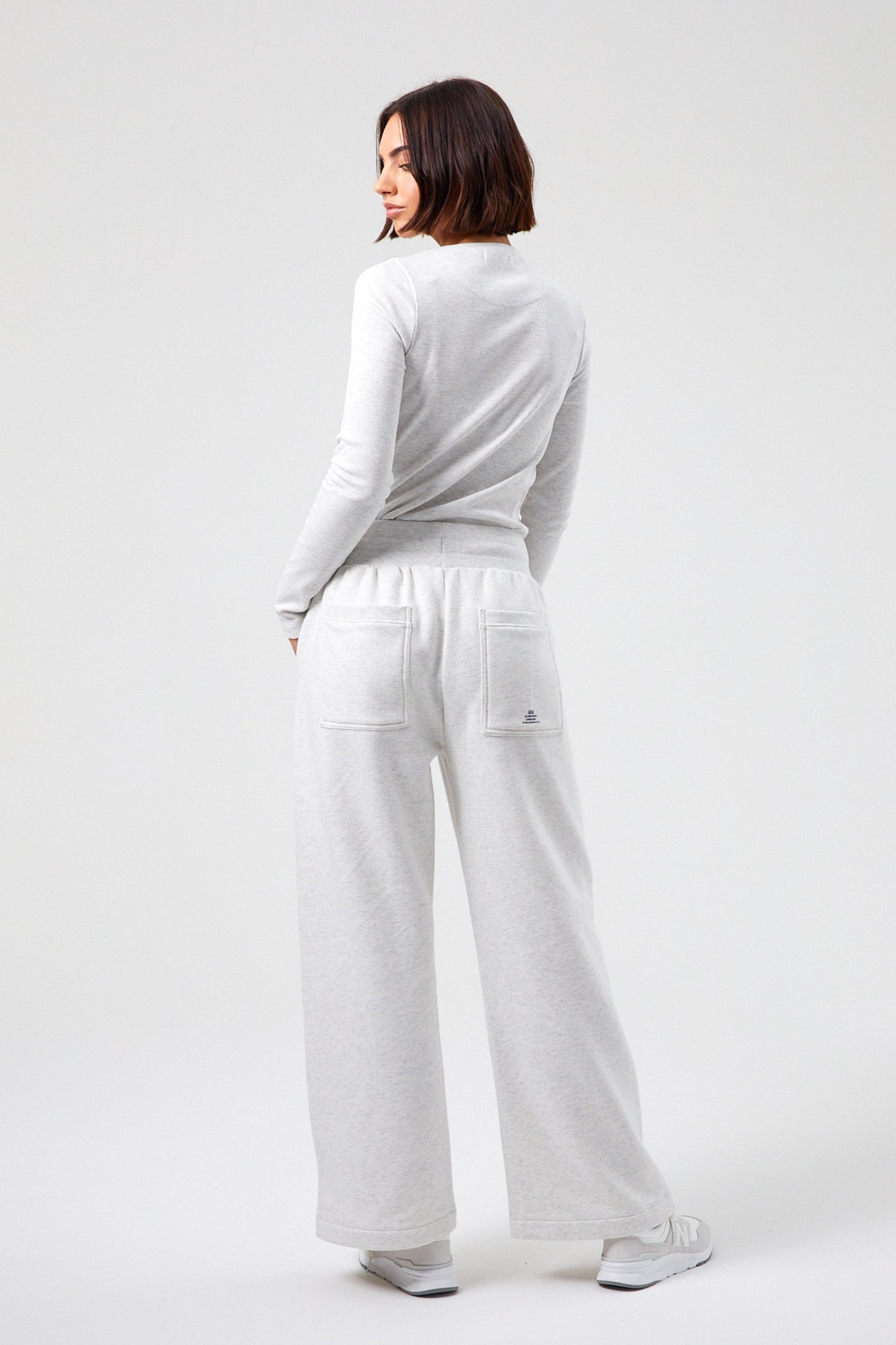 Joy Wide Leg Joggers - White Marl