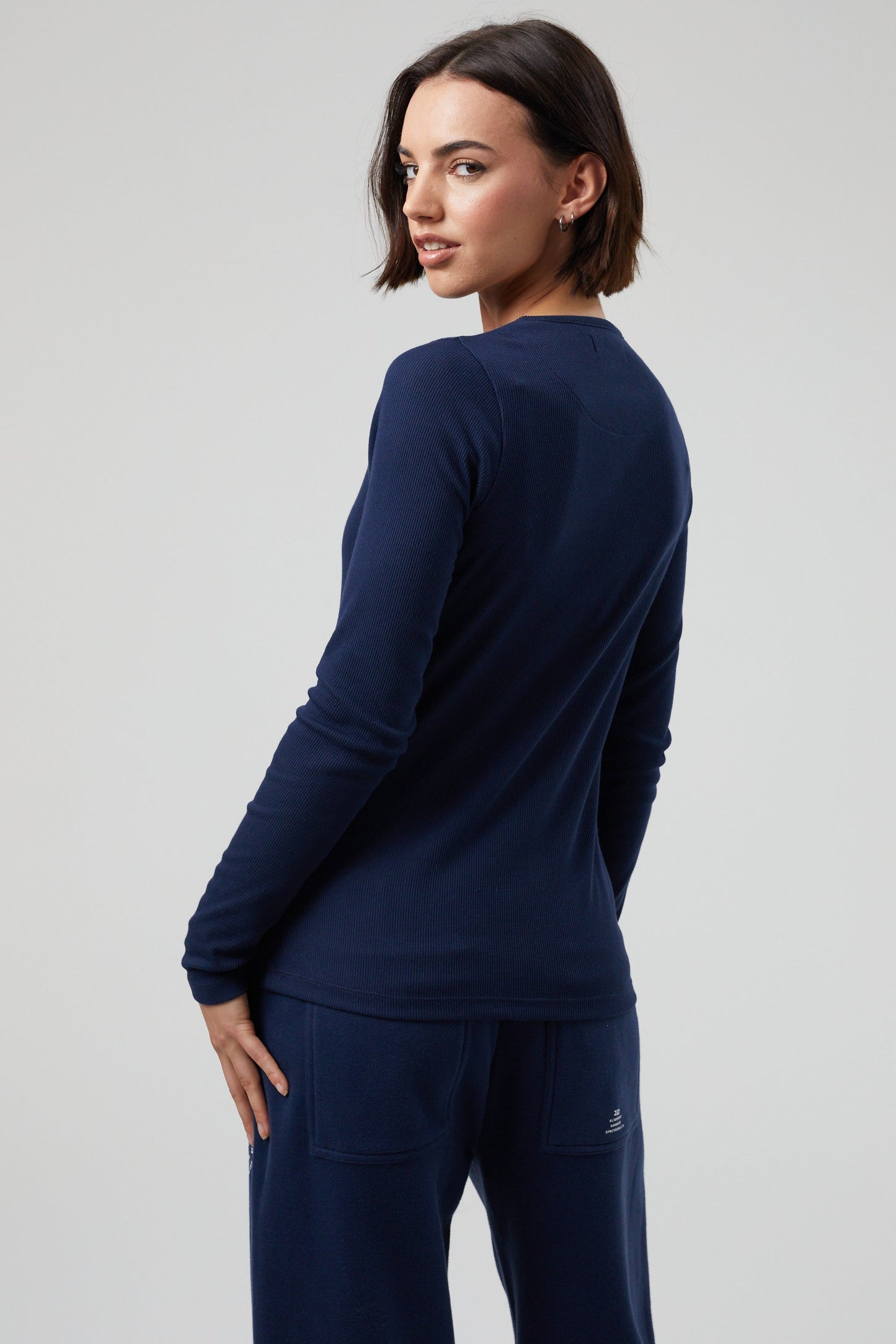 Flower Long Sleeve T-shirt- Midnight Blue