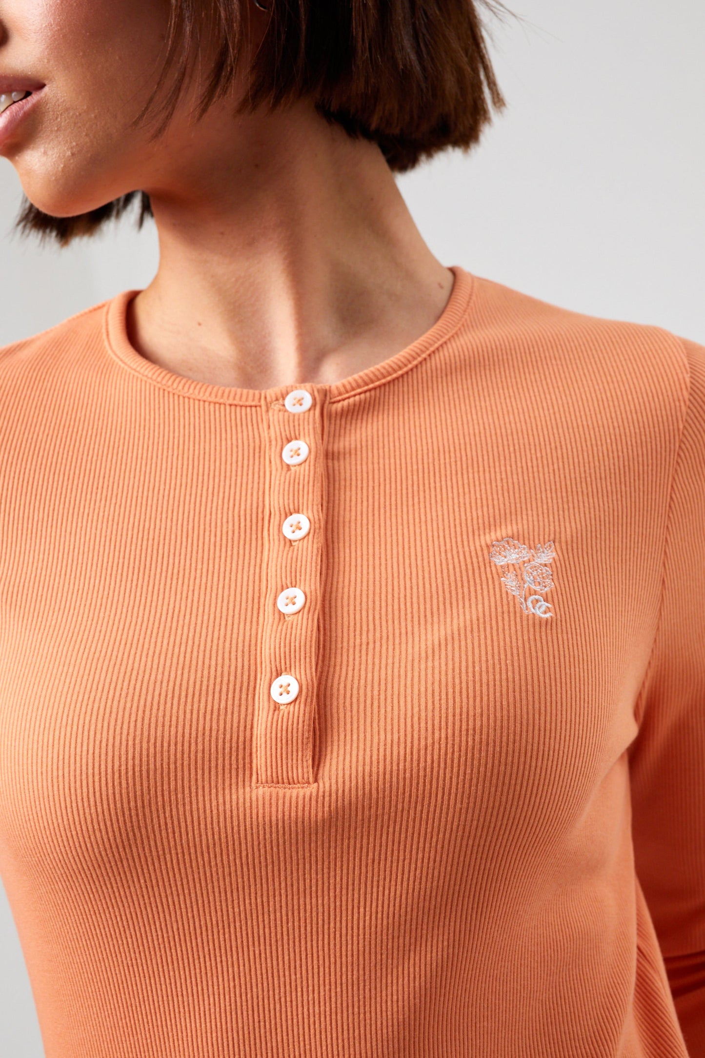 Flower Long Sleeve T-shirt - Coral Silk
