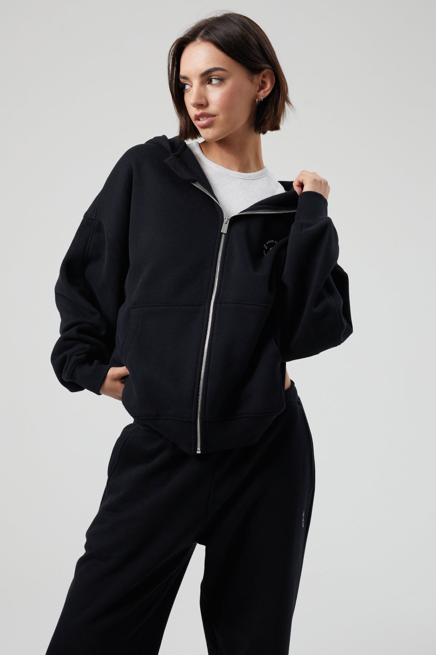 Joy Zip Hoodie - Jet Black