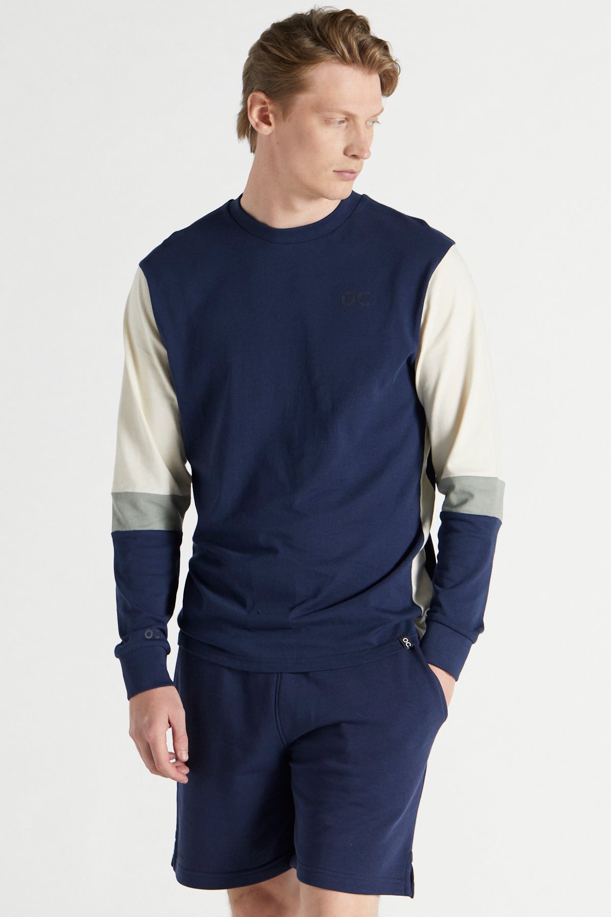 Colour Block Long Sleeve T-Shirt - Midnight Blue