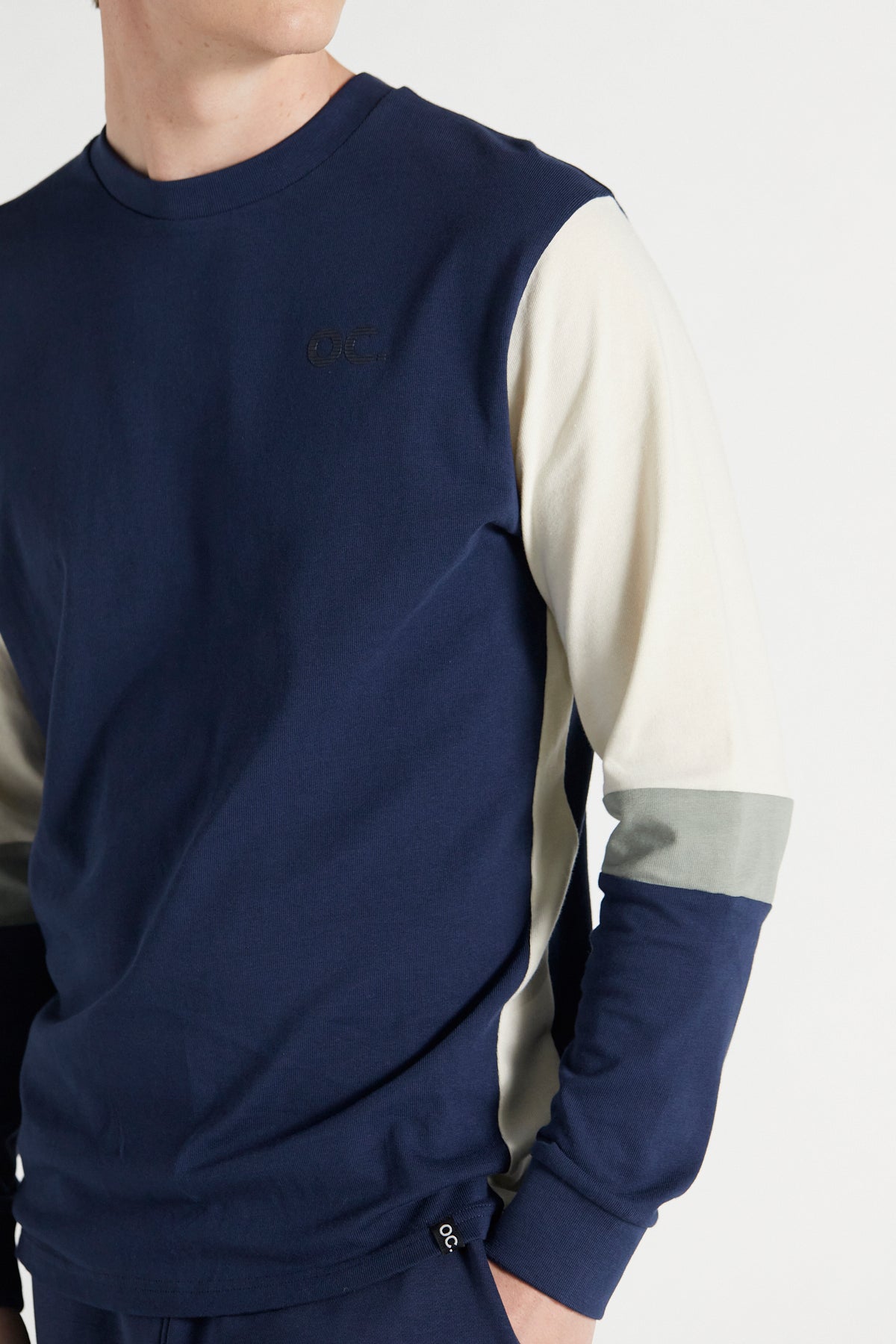 Colour Block Long Sleeve T-Shirt - Midnight Blue