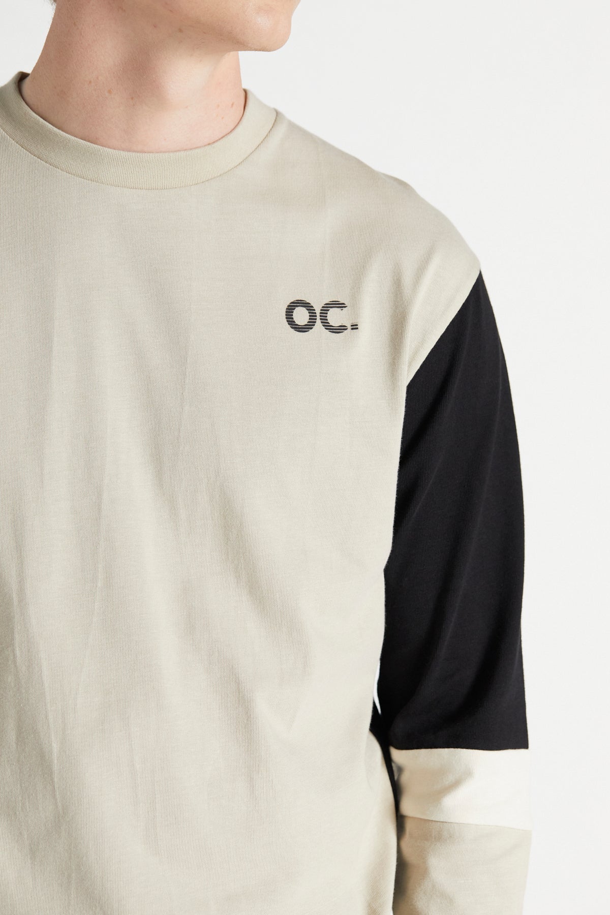 Colour Block Long Sleeve T-Shirt - Sand Stone