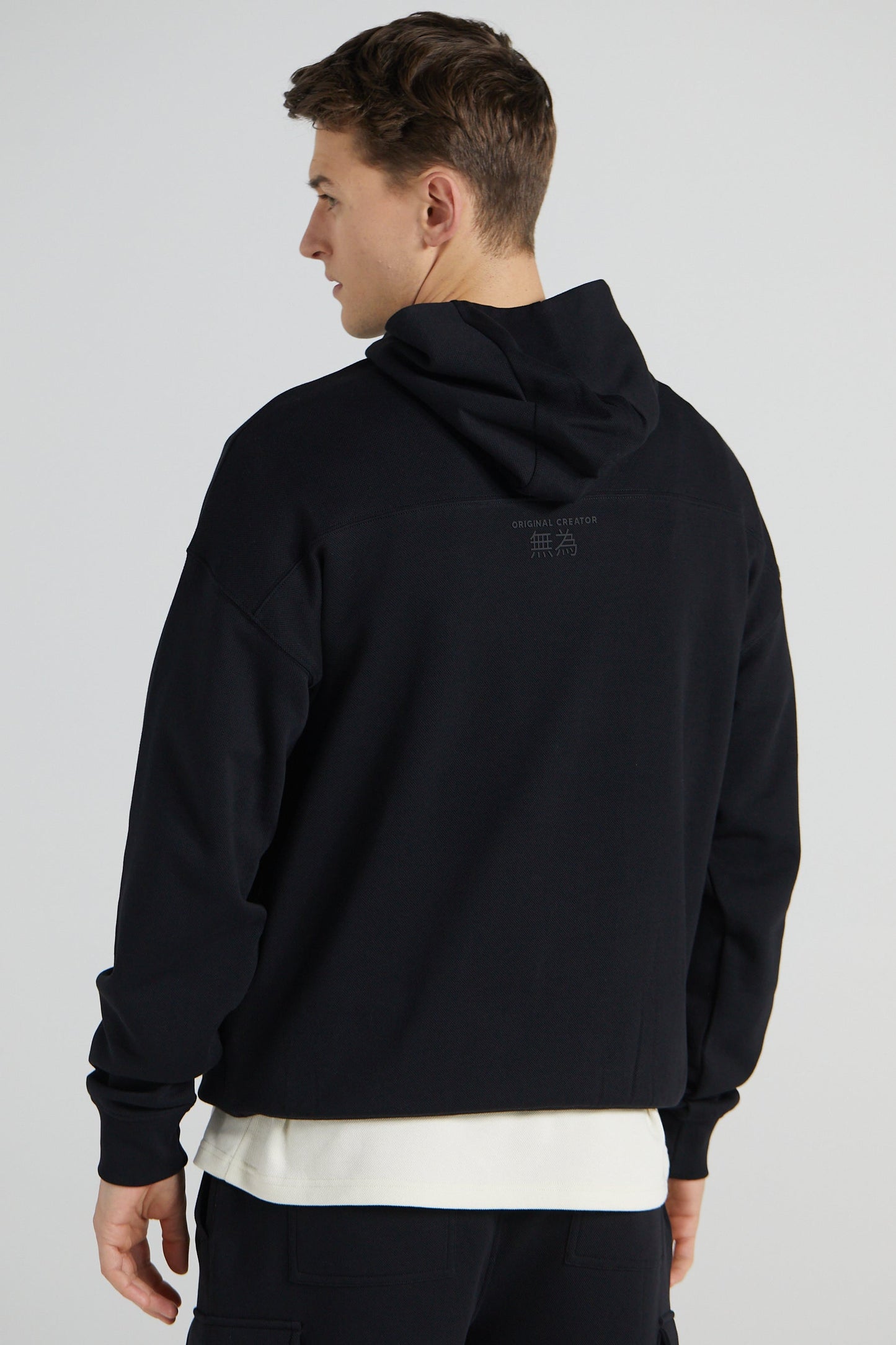 Wu Wei Pique Hoodie - Jet Black