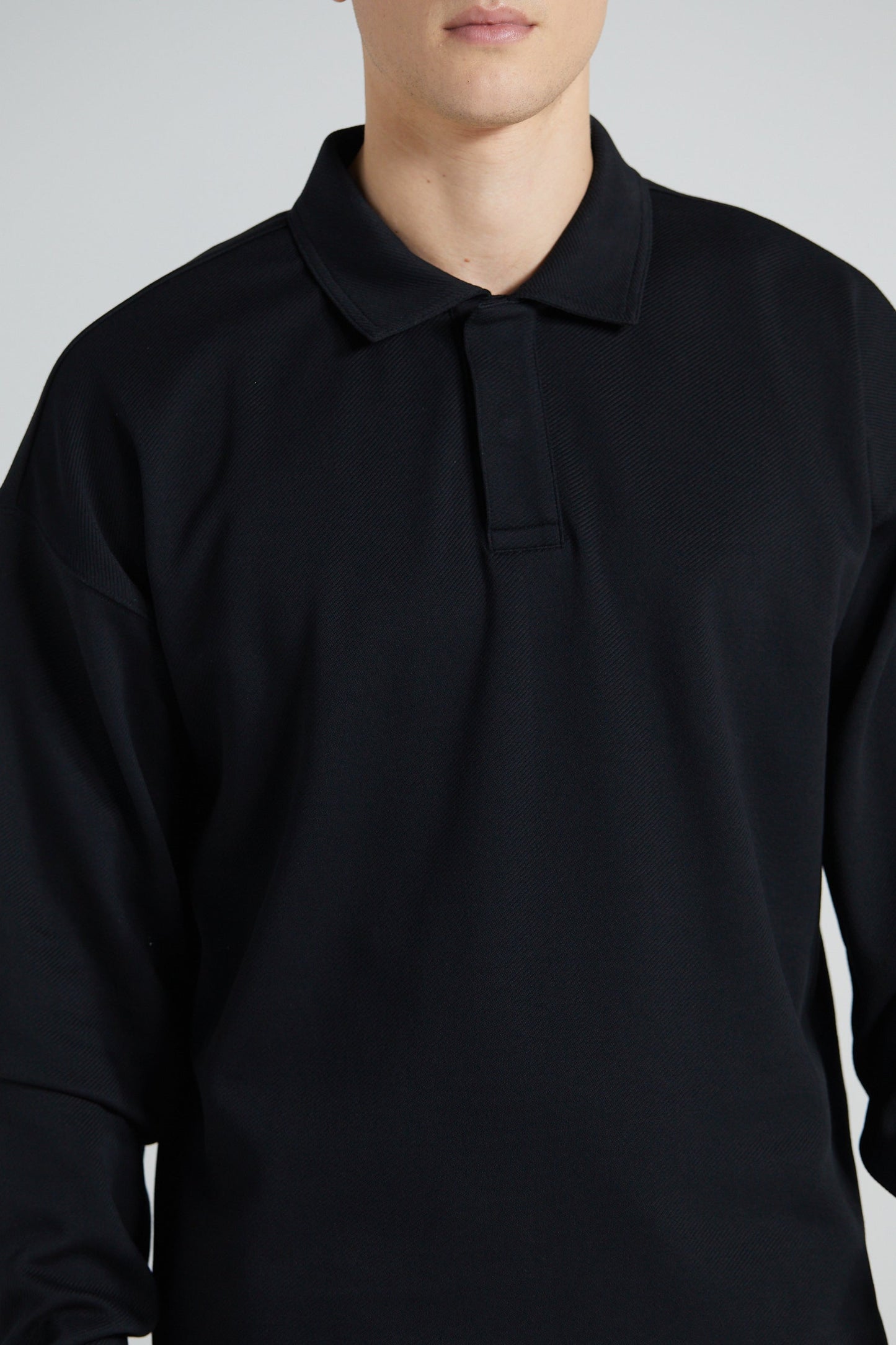 Long Sleeve Polo Shirt - Jet Black