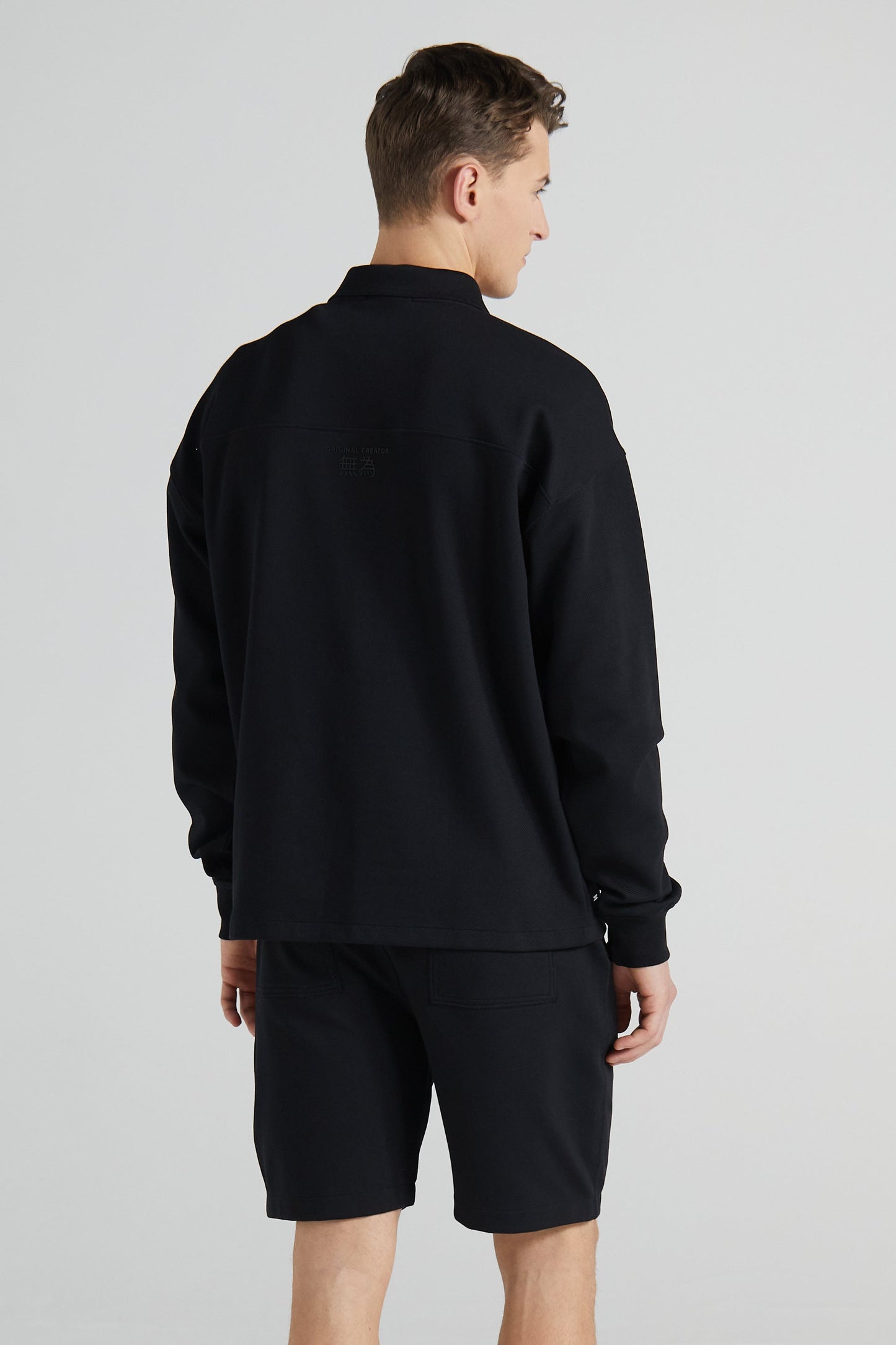 Long Sleeve Polo Shirt - Jet Black