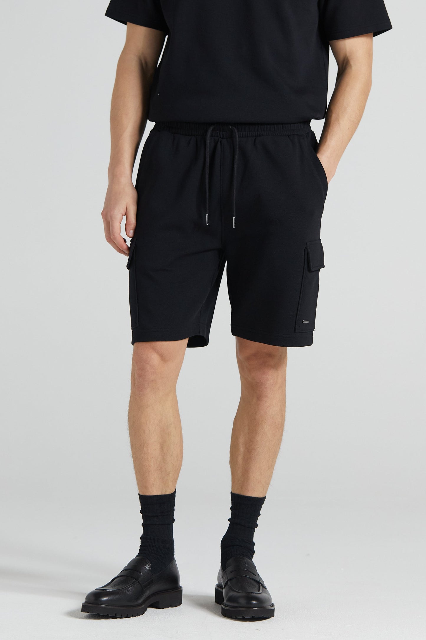 Pique Cargo Shorts - Jet Black