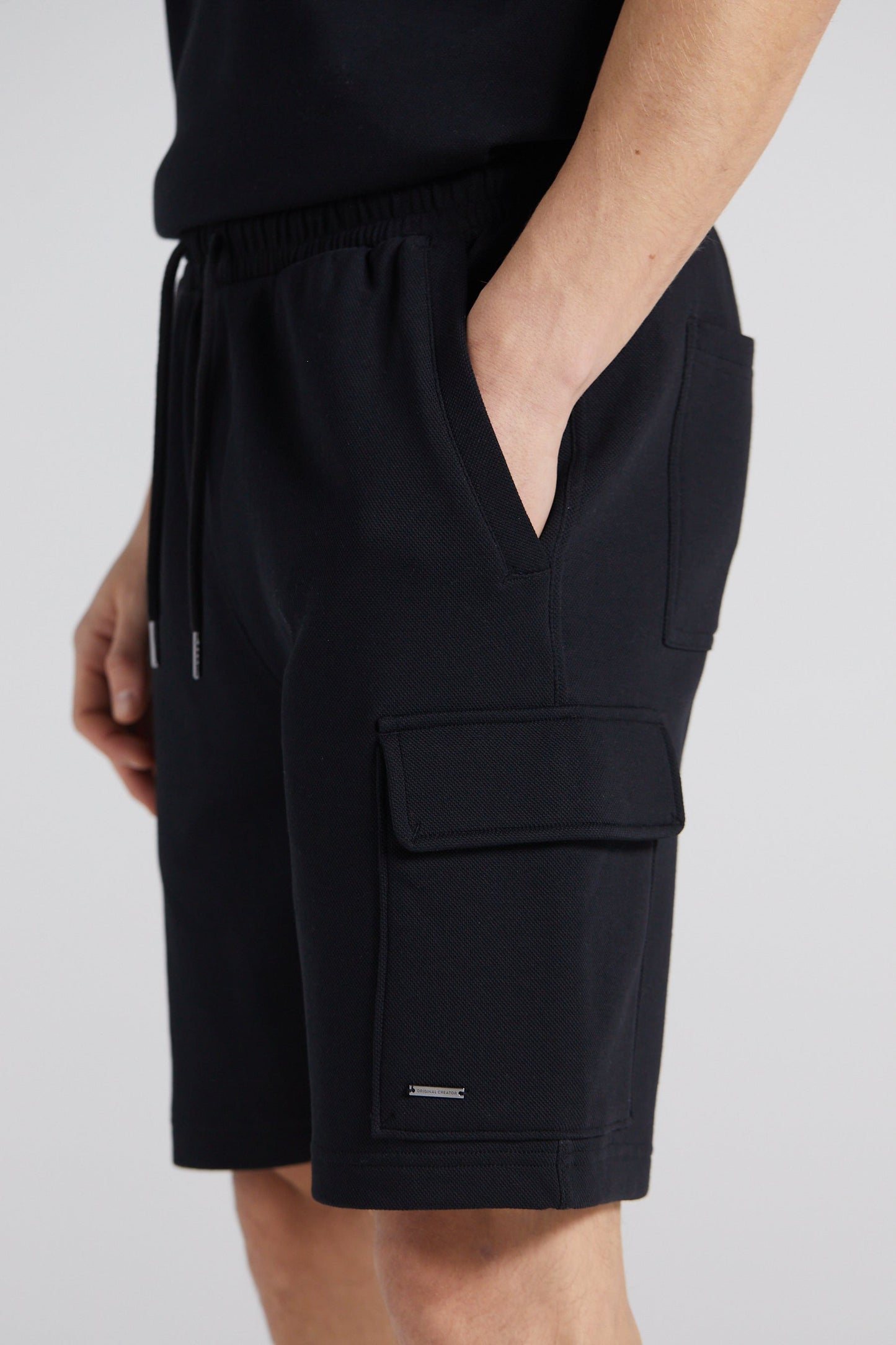 Pique Cargo Shorts - Jet Black
