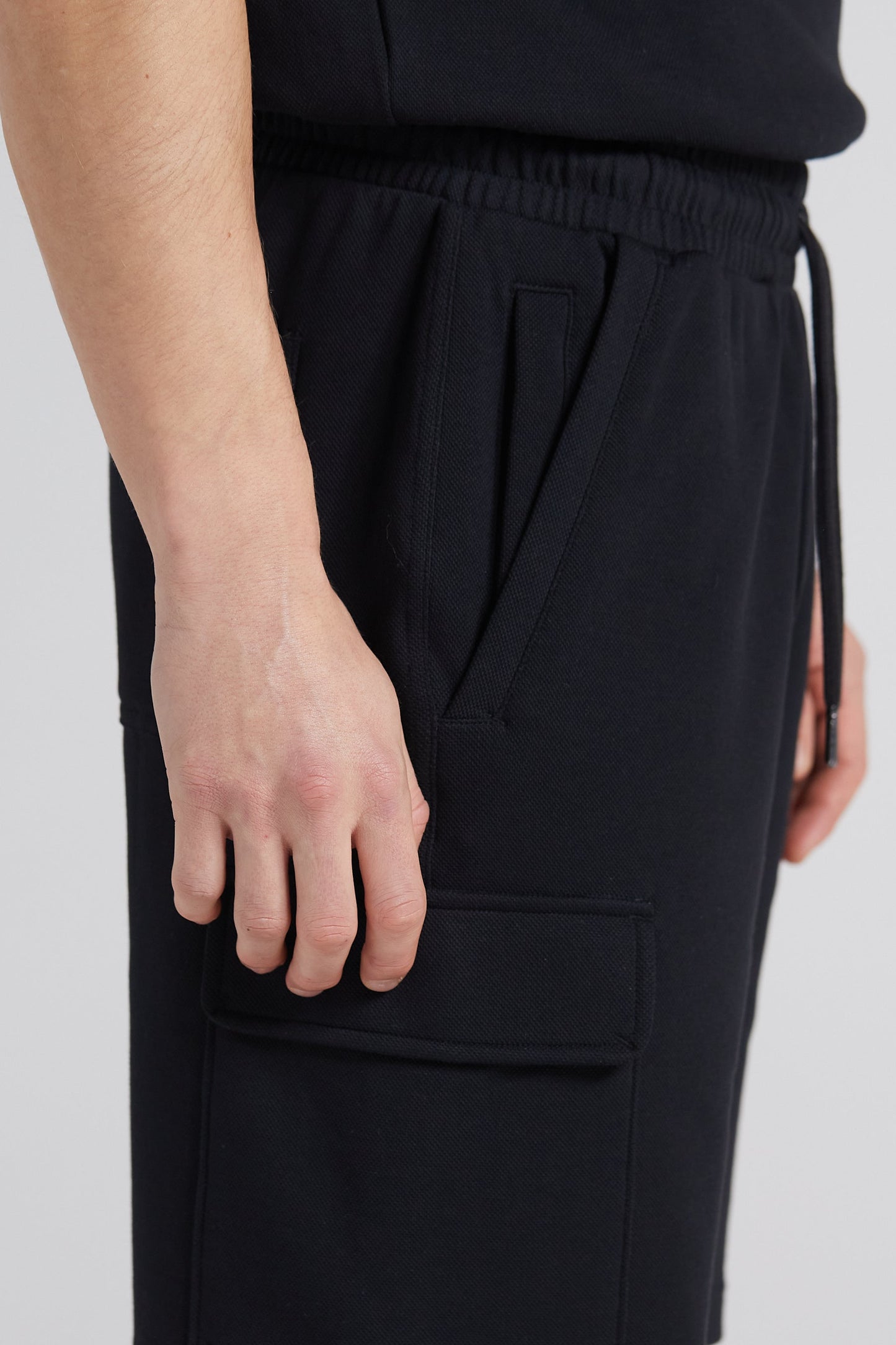 Pique Cargo Shorts - Jet Black