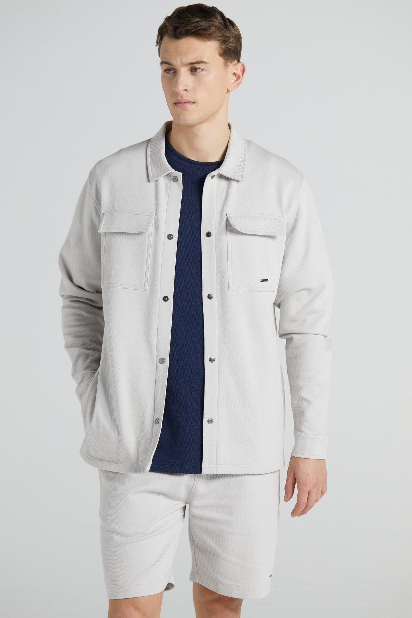 Jersey Twill Shacket - Steel Grey
