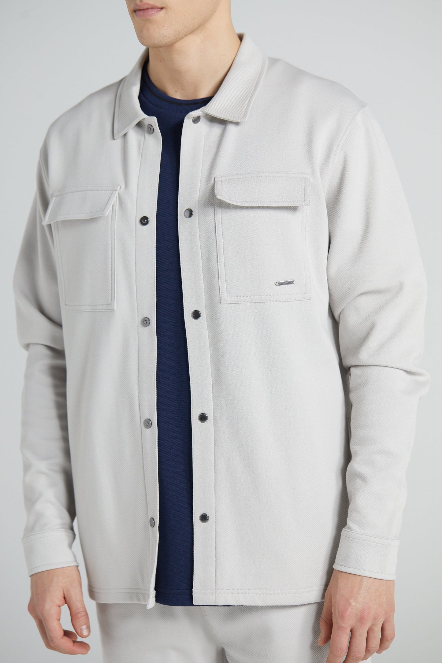 Jersey Twill Shacket - Steel Grey