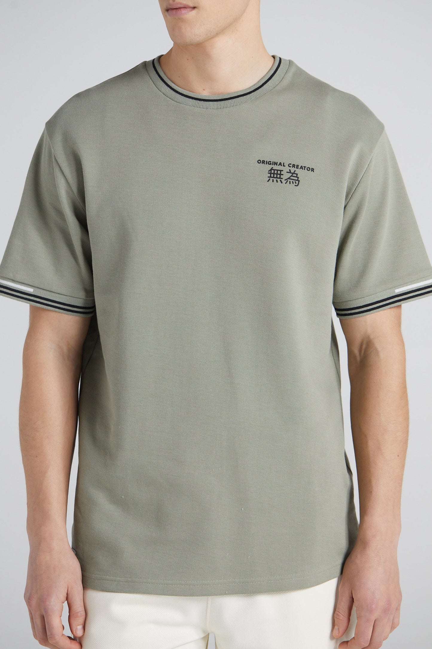 Boxy Pique Crew T-Shirt - Slate Green