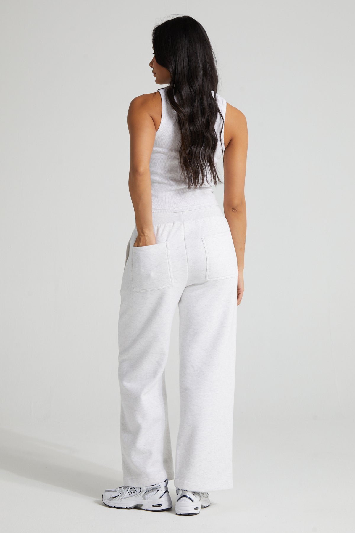Wide Leg Joggers - White Marl