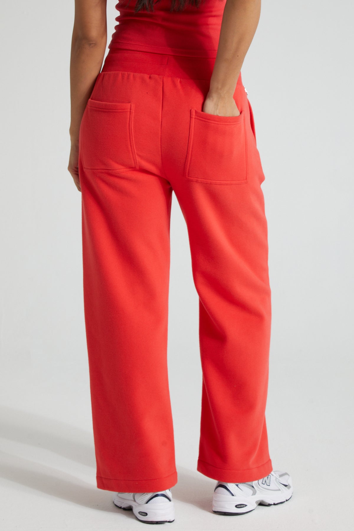 Wide Leg Joggers - Poppy Red