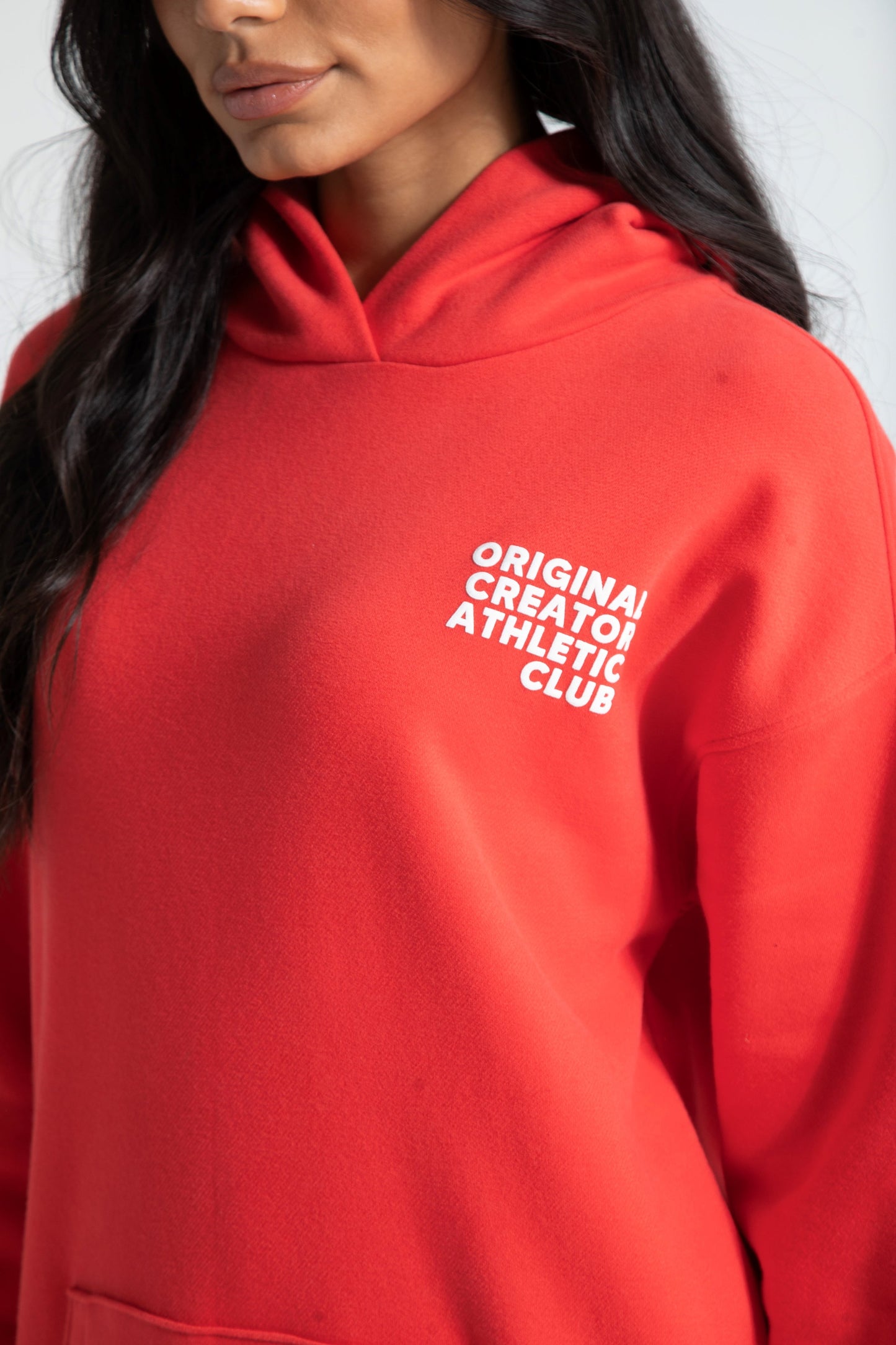 Athletic Long Line Hoodie - Poppy Red