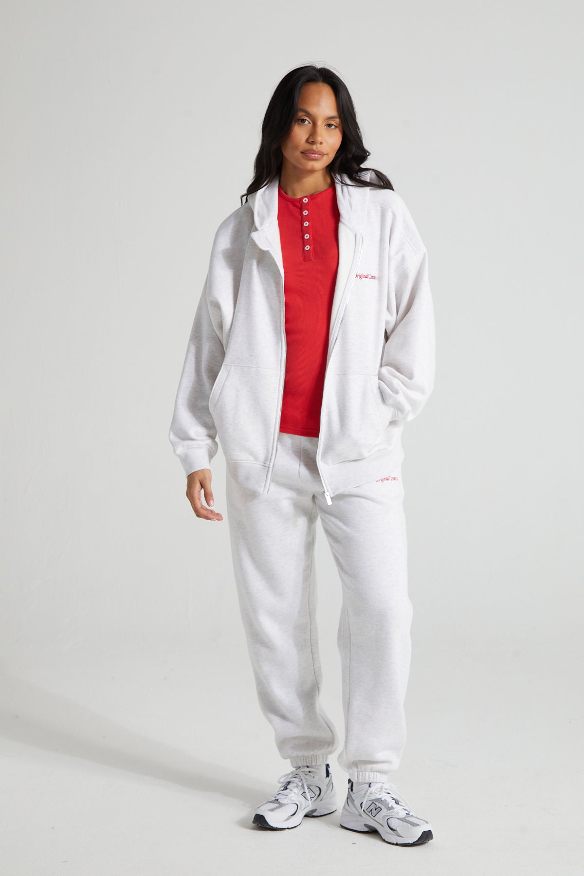 Comfort Zip Hoodie - White Marl