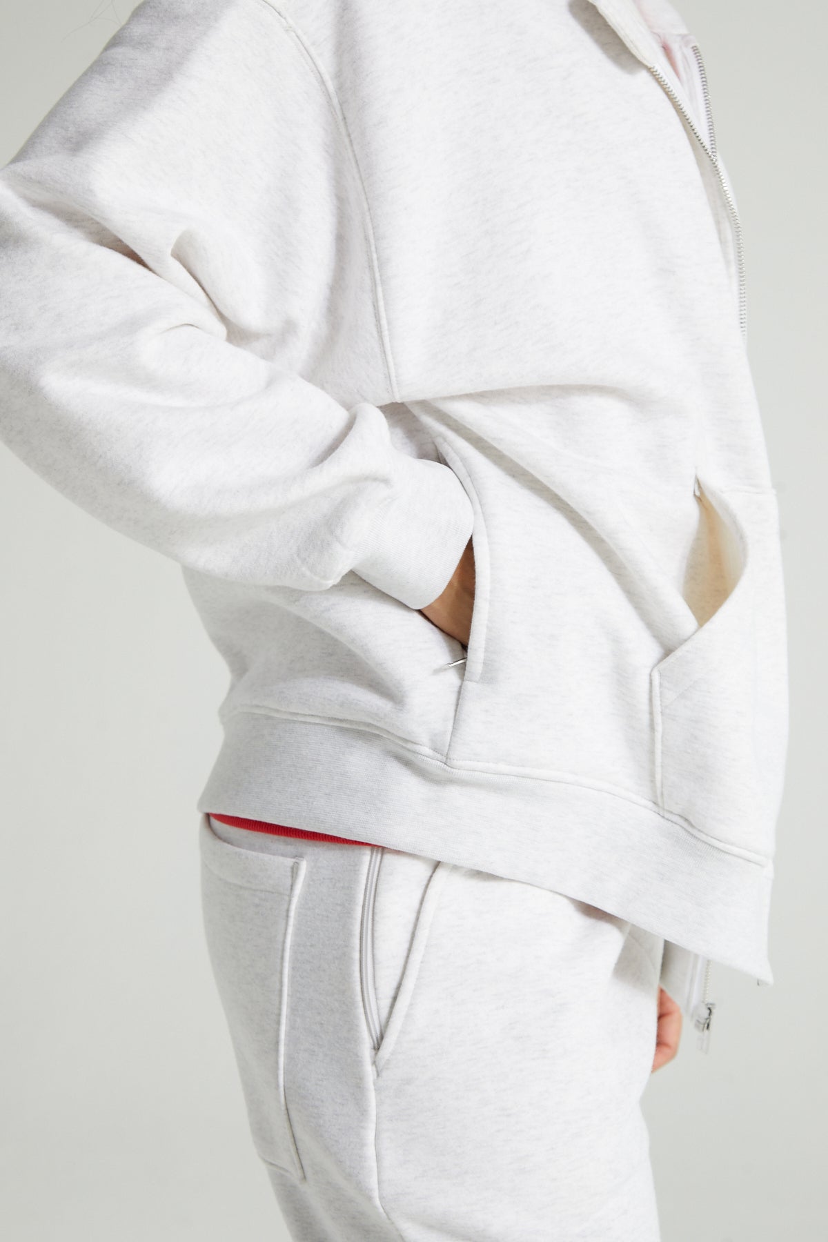 Comfort Zip Hoodie - White Marl