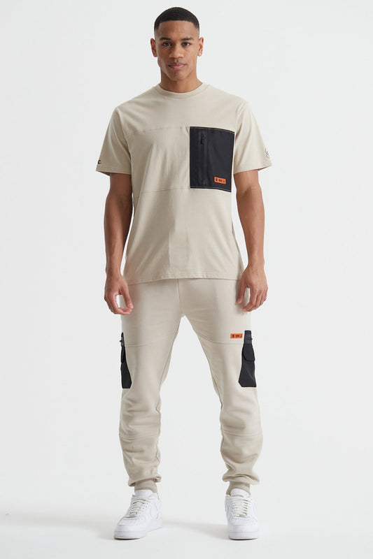 Cargo Zip T-shirt - Sand Stone