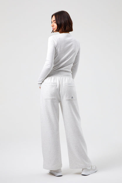 Joy Wide Leg Joggers - White Marl