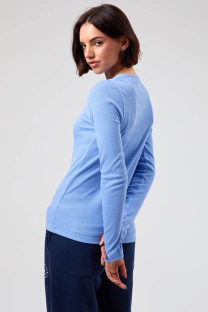 Flower Long Sleeve T-shirt - Periwinkle