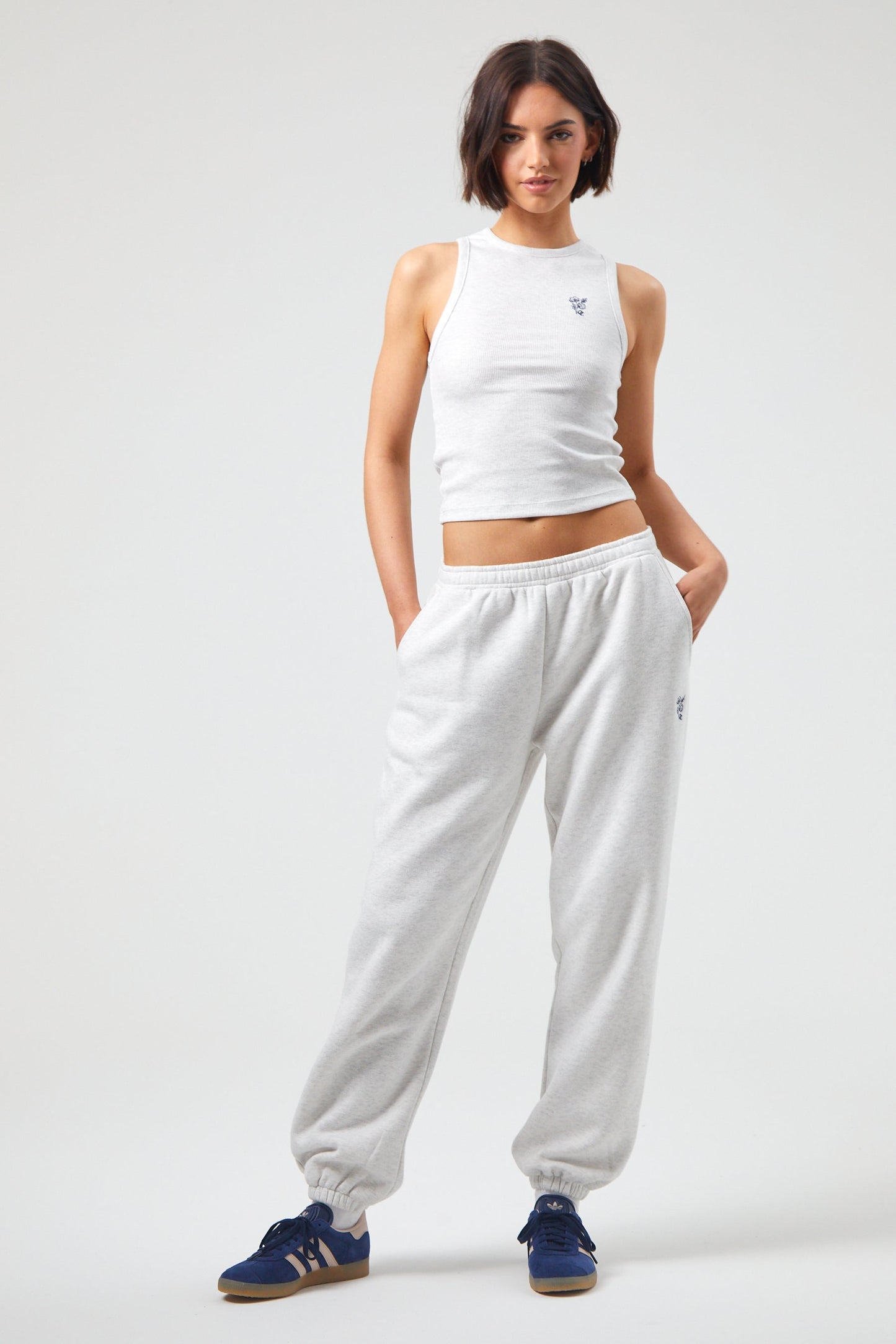 Flower Tank Top  - White Marl