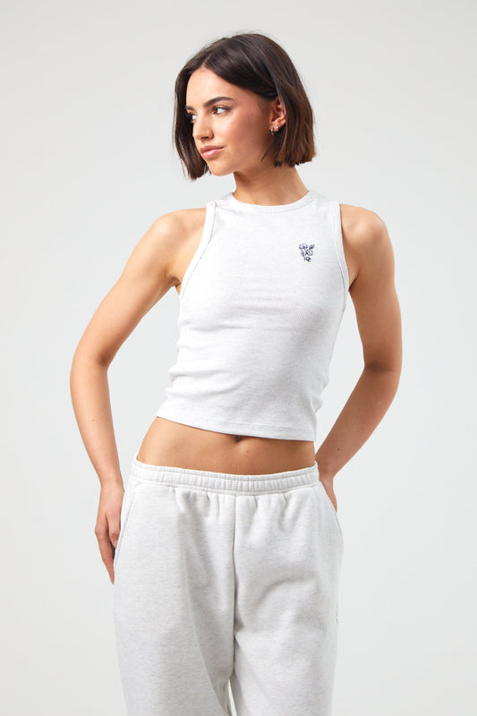 Flower Tank Top  - White Marl