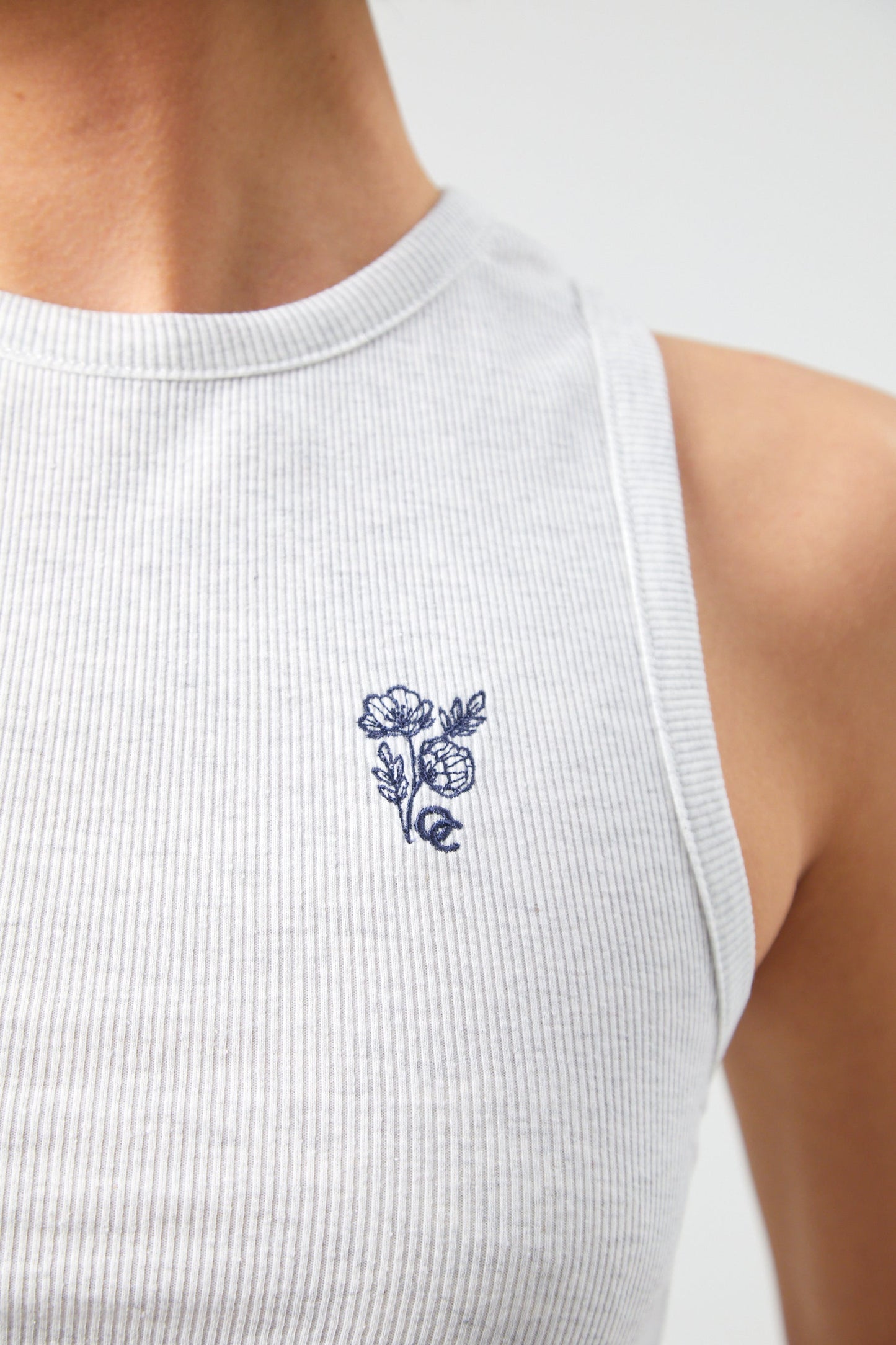 Flower Tank Top  - White Marl