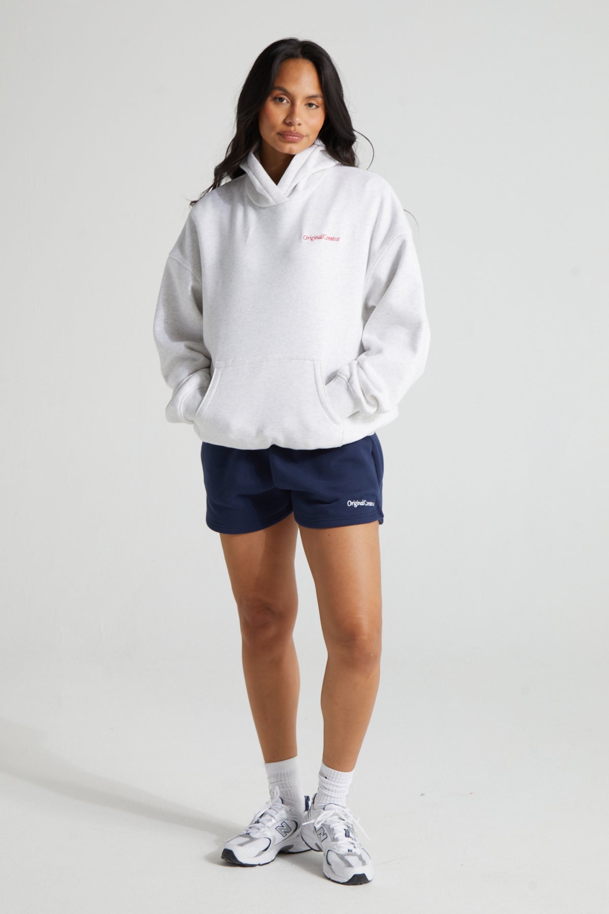 Slouchy Hoodie - White Marl