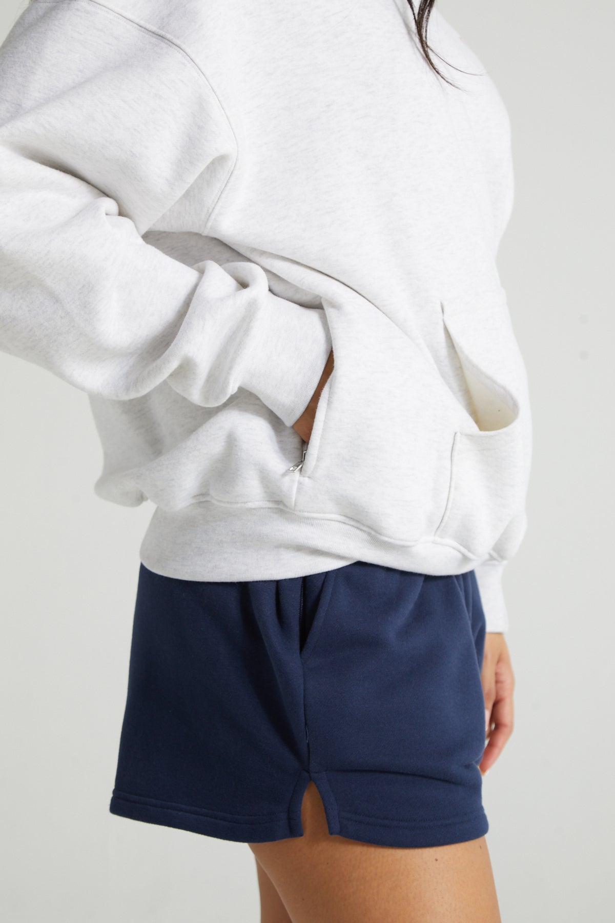 Slouchy Hoodie - White Marl