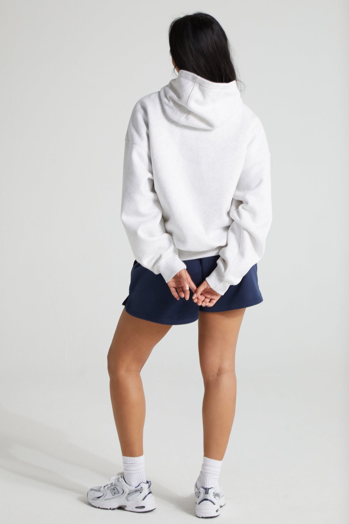 Slouchy Hoodie - White Marl