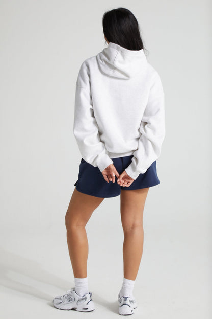 Slouchy Hoodie - White Marl