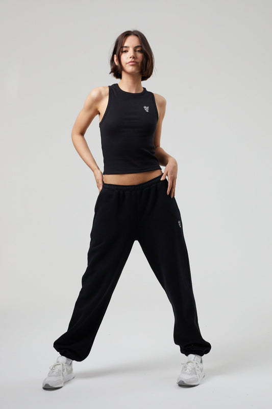 Flower Joggers - Jet Black