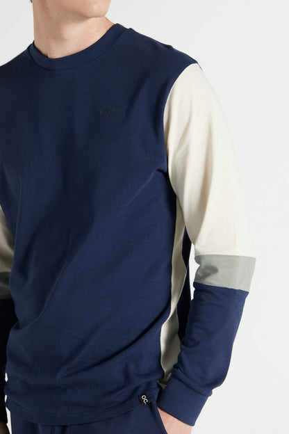 Colour Block Long Sleeve T-Shirt - Midnight Blue