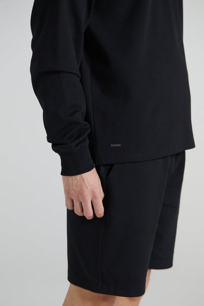 Long Sleeve Polo Shirt - Jet Black