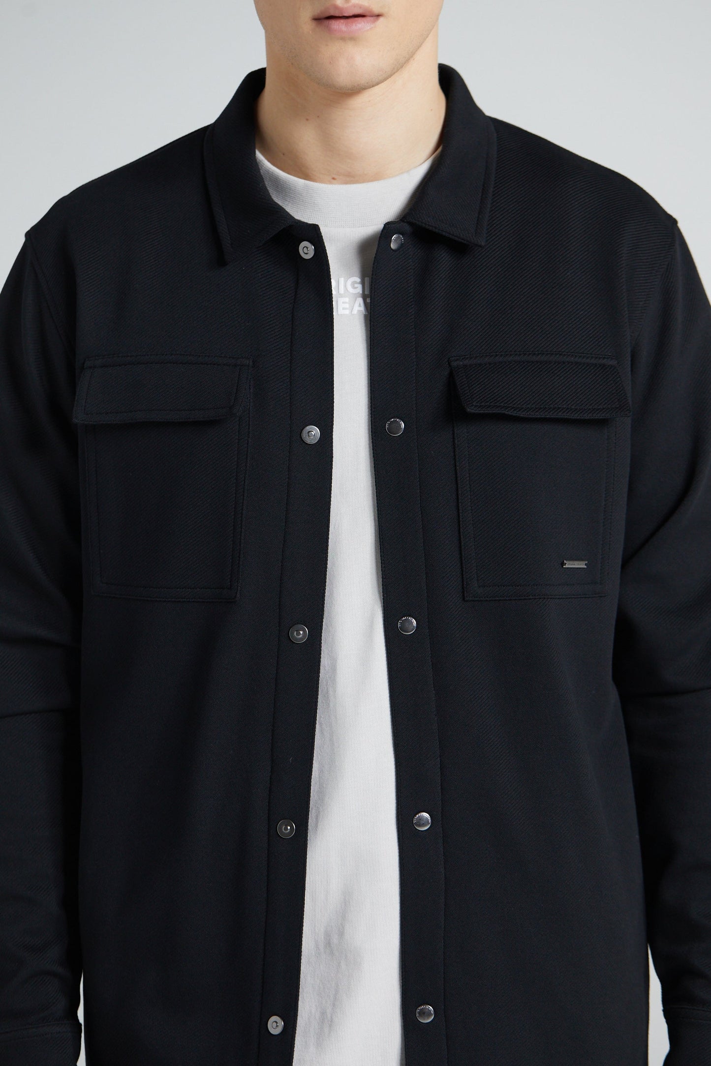 Jersey Twill Shacket - Jet Black