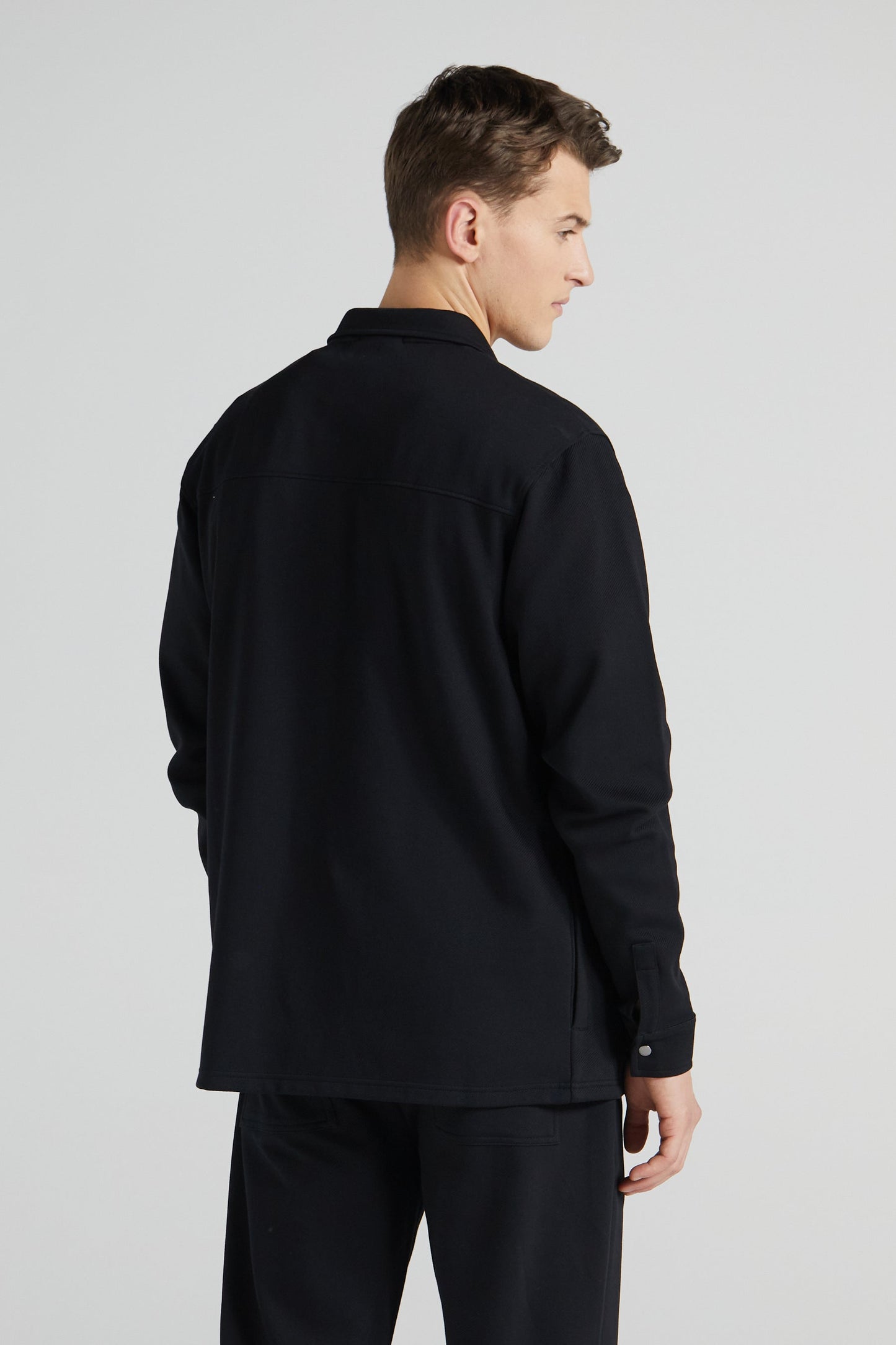 Jersey Twill Shacket - Jet Black
