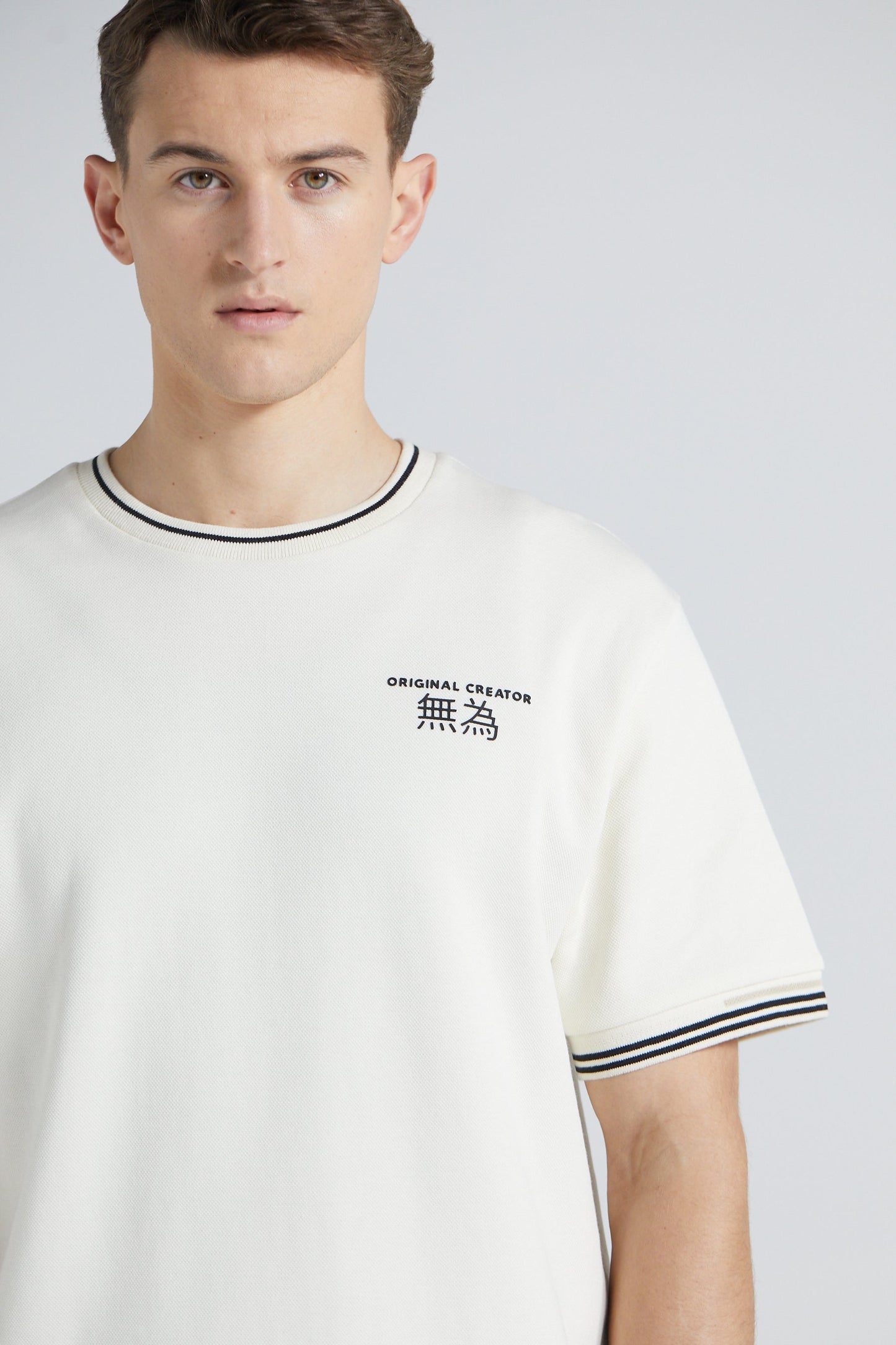 Boxy Pique Crew T-Shirt - Off White