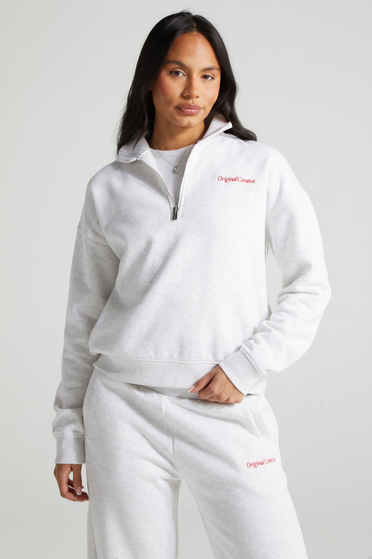 Classic Half Zip - White Marl