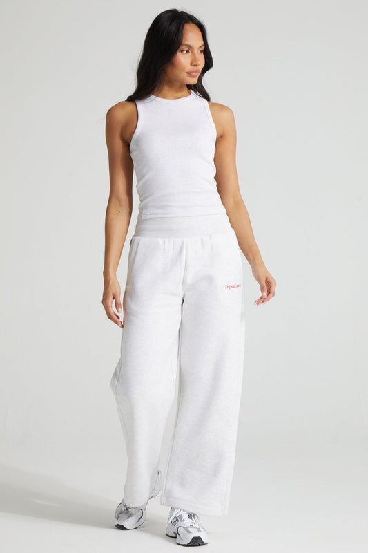 Wide Leg Joggers - White Marl