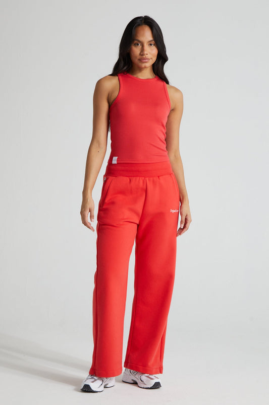 Wide Leg Joggers - Poppy Red