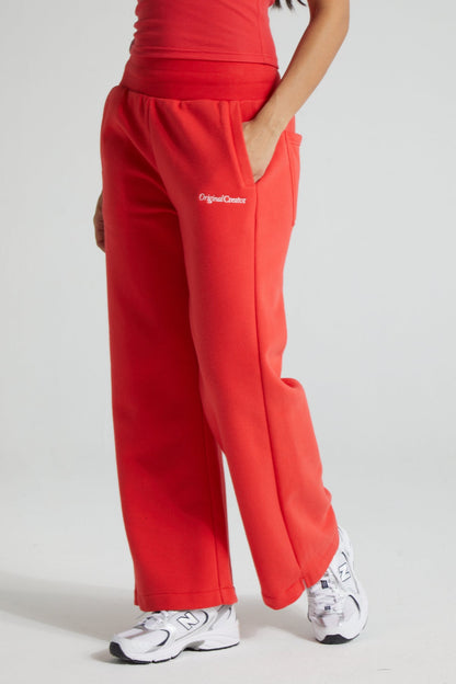 Wide Leg Joggers - Poppy Red