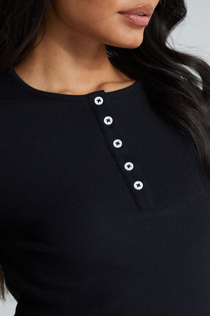 Long Sleeve Slim Fit Top - Jet Black