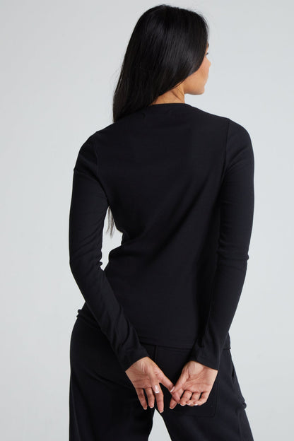 Long Sleeve Slim Fit Top - Jet Black