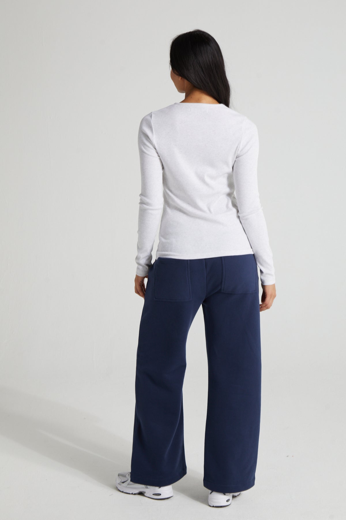 Long Sleeve Slim Fit Top - White Marl