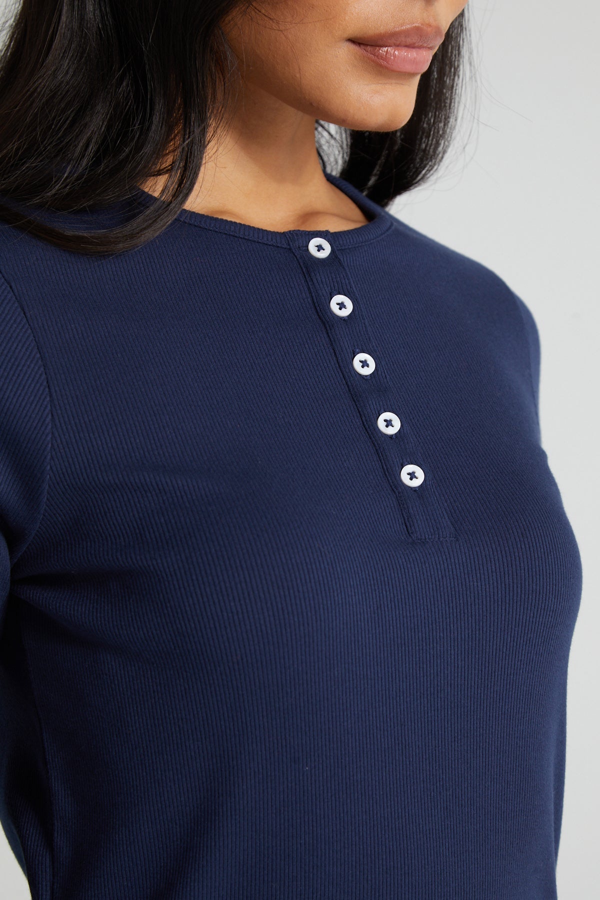 Long Sleeve Slim Fit Top - Midnight Blue