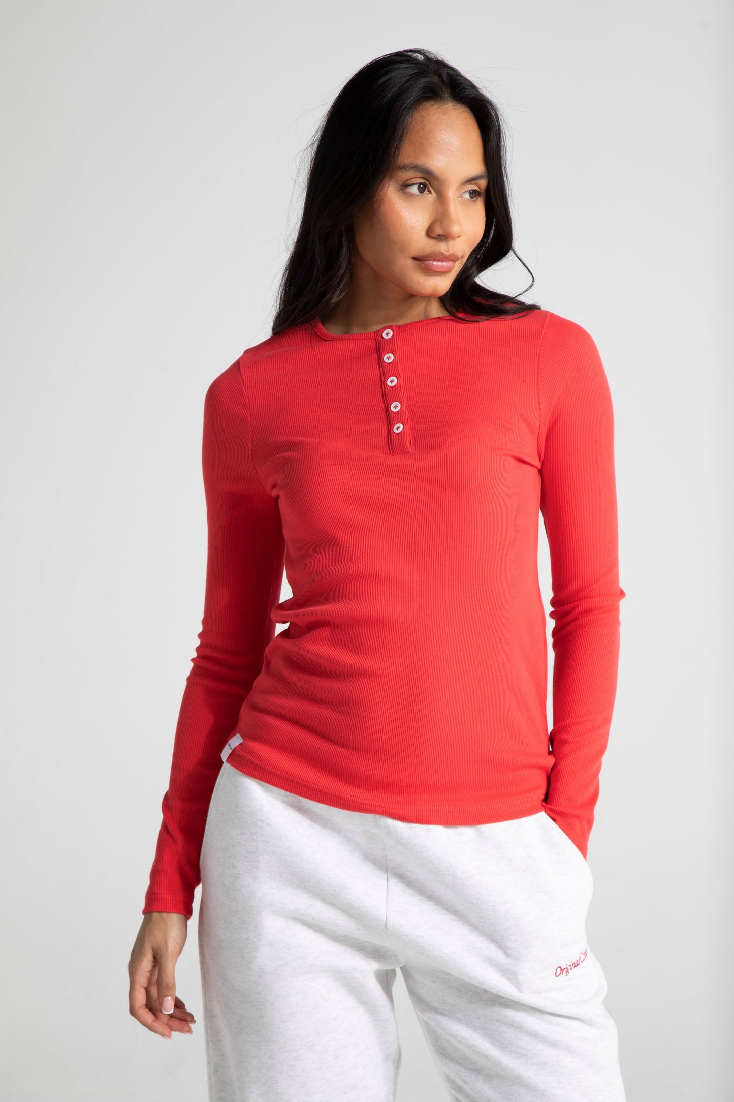 Long Sleeve Slim Fit Top - Poppy Red